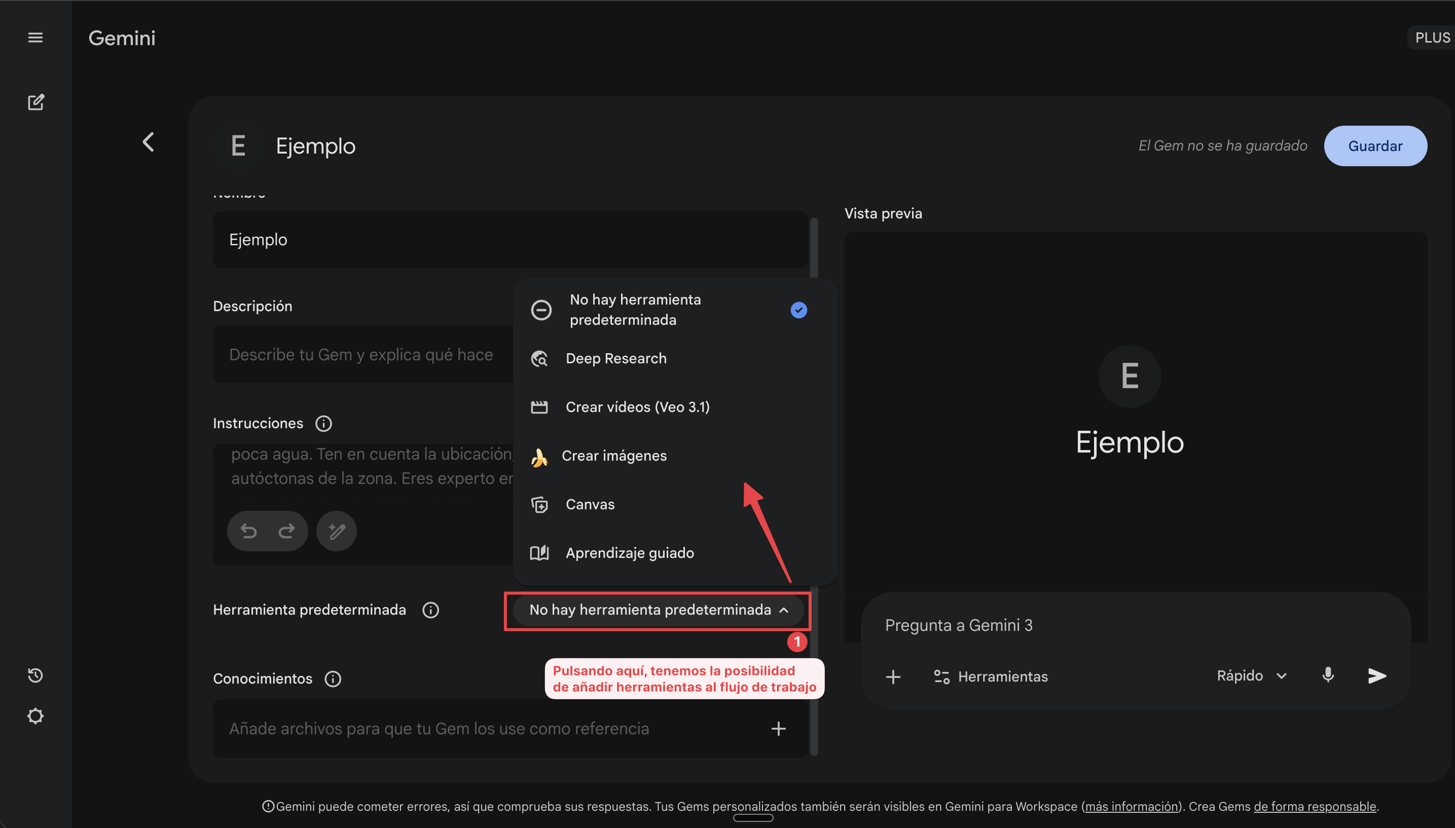 Herramientas opcionales