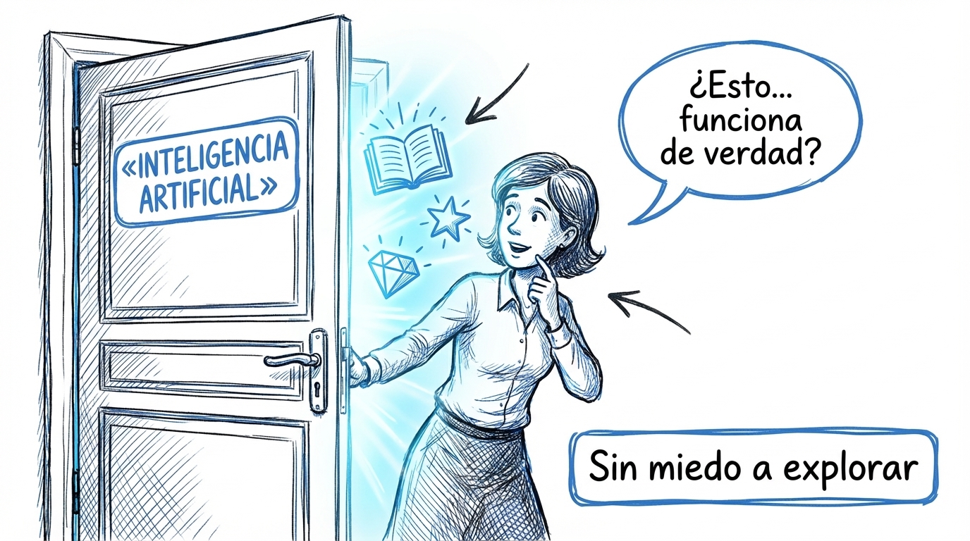 Profesor abriendo la puerta a la IA con curiosidad