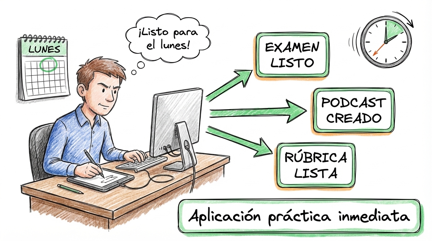 Profesor creando materiales prácticos con IA